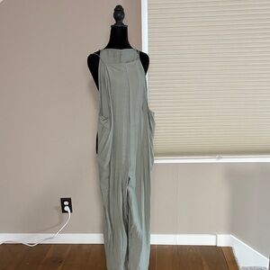 Wide Leg Olive Green Jumpsuit Overalls